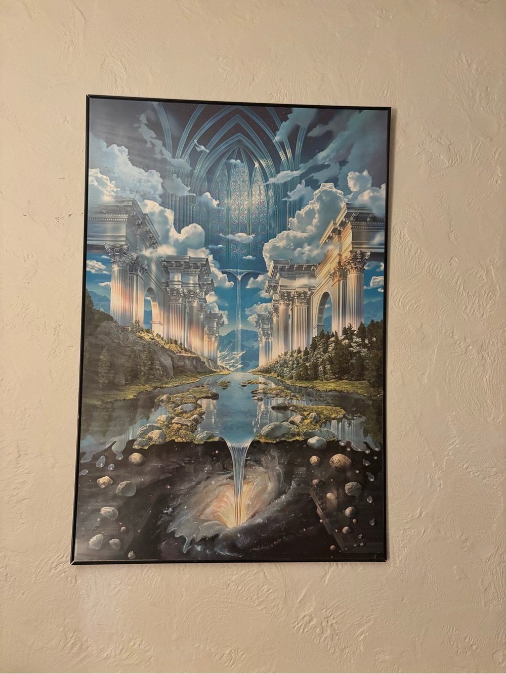Large Framed Fantasy Dreamscape Wall Art – Surreal Celestial Cathedral Print”